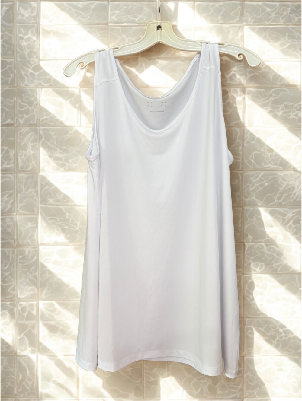 Susan Graver Regular Modern Essentials Liquid Knit A-Line Tank WHITE Size M